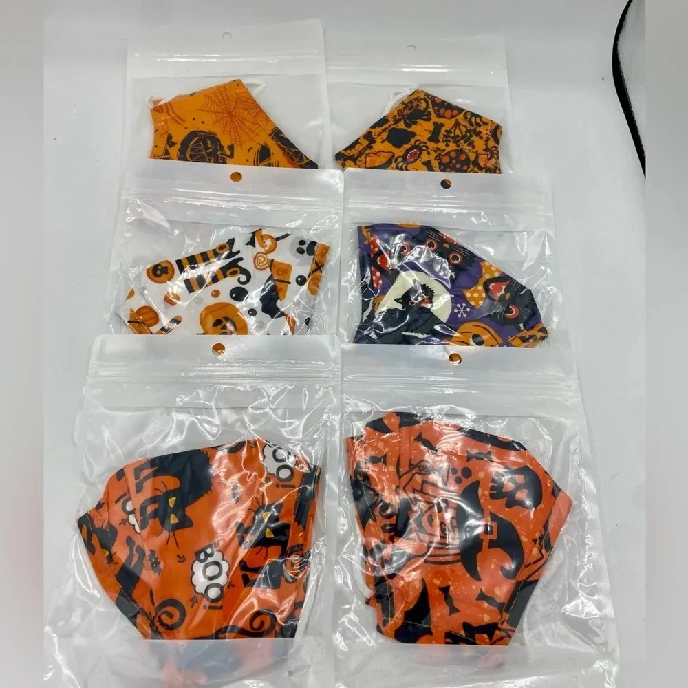 Halloween Pumpkin Witch Black Cat Face Masks Fashion Face Mask Bundle Orange